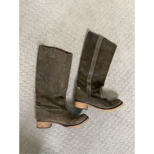 Steve Madden Leather Soft Dark Green Brown Boots 38/7.5